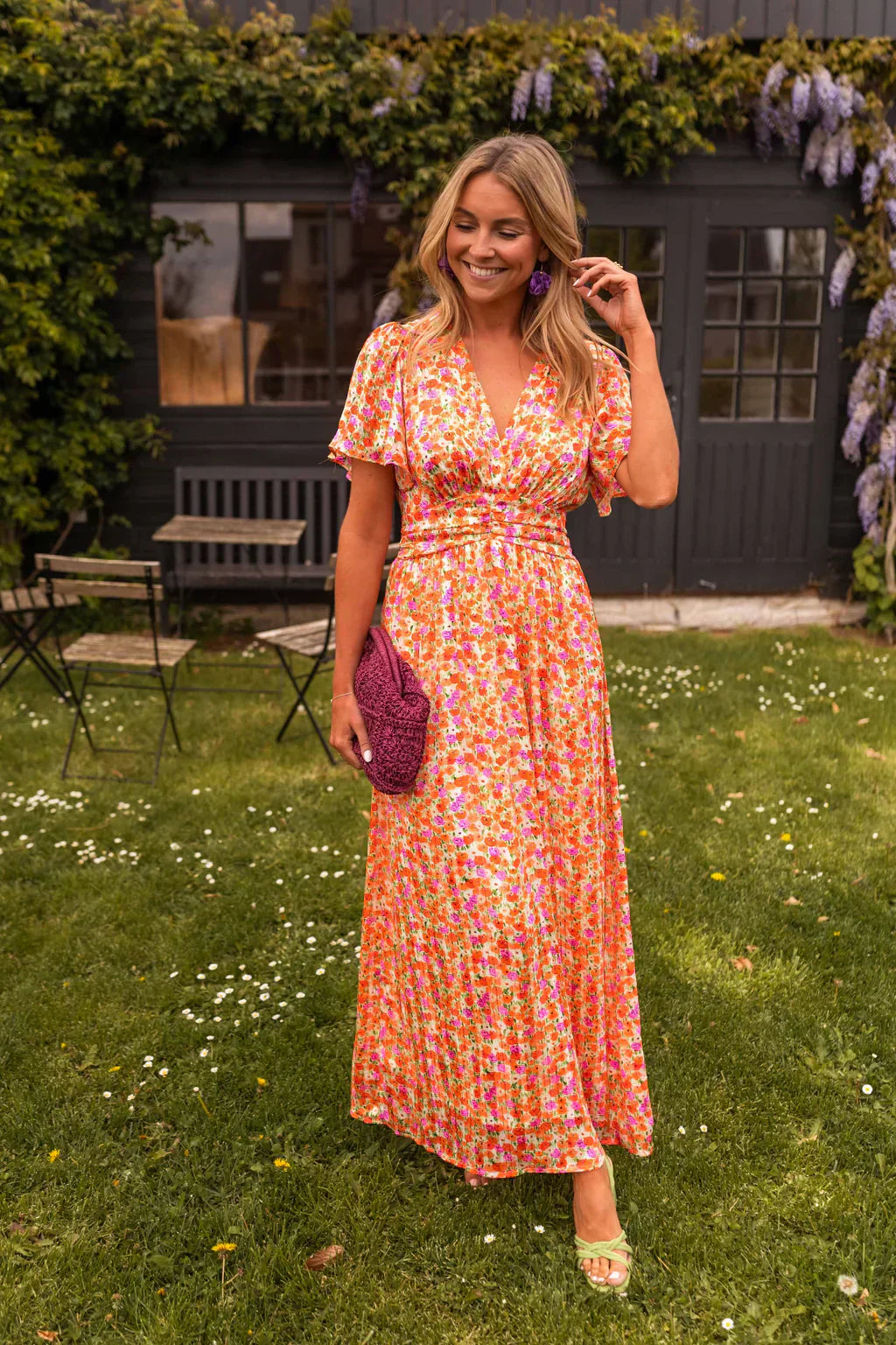 Floral Print V-Neck Maxi Dress