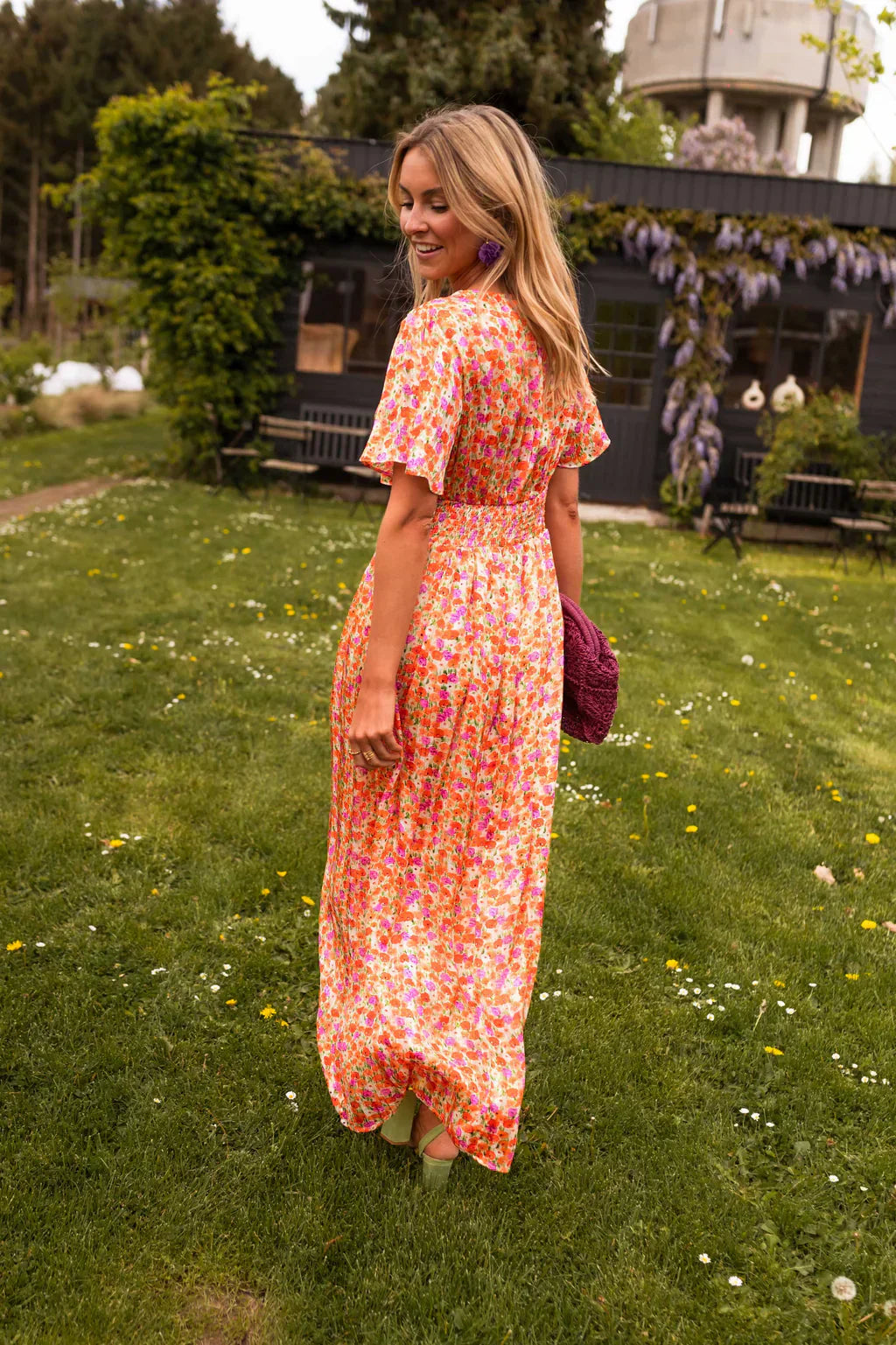 Floral Print V-Neck Maxi Dress