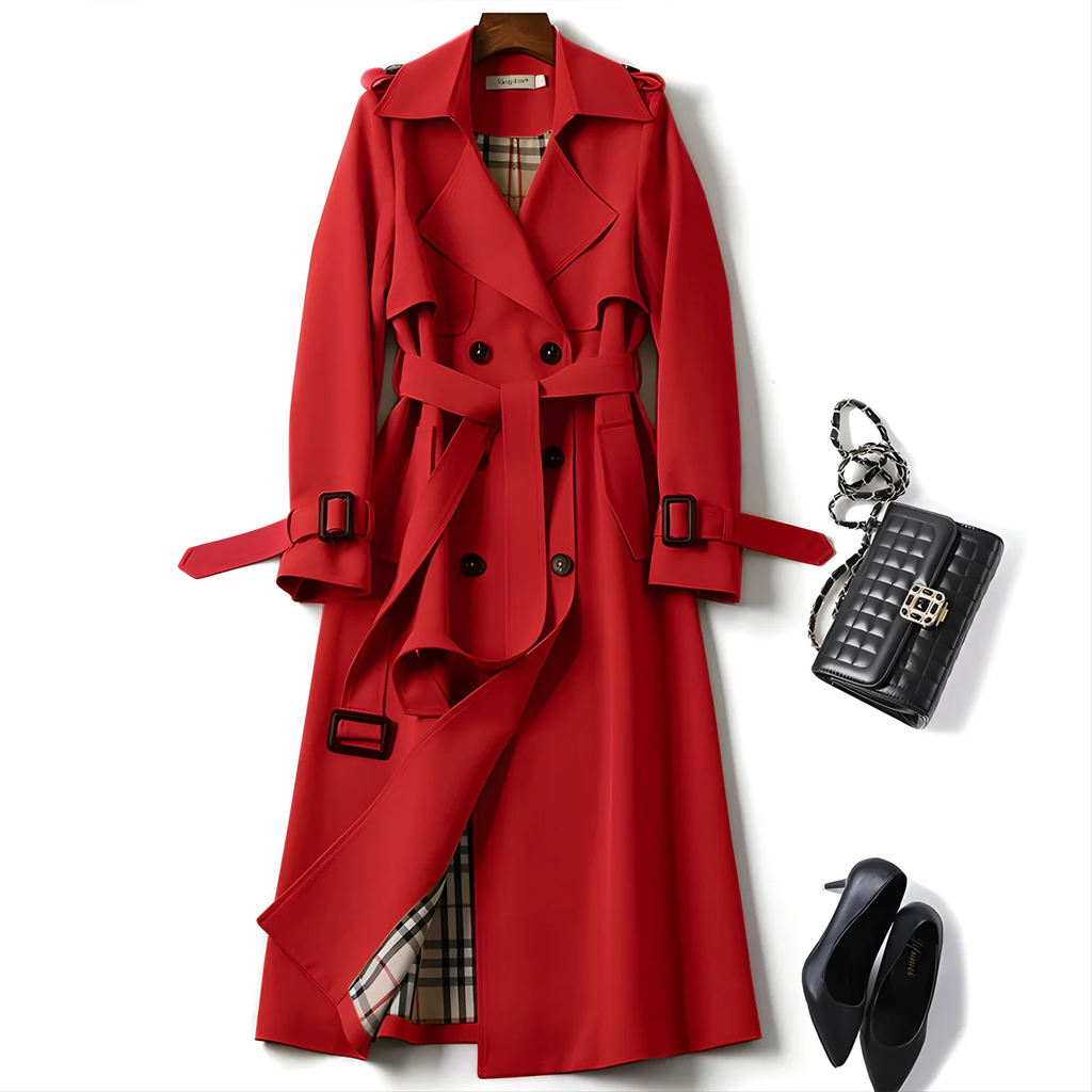 Women's Trenchcoat for Women Belted Double Breasted Outerwear