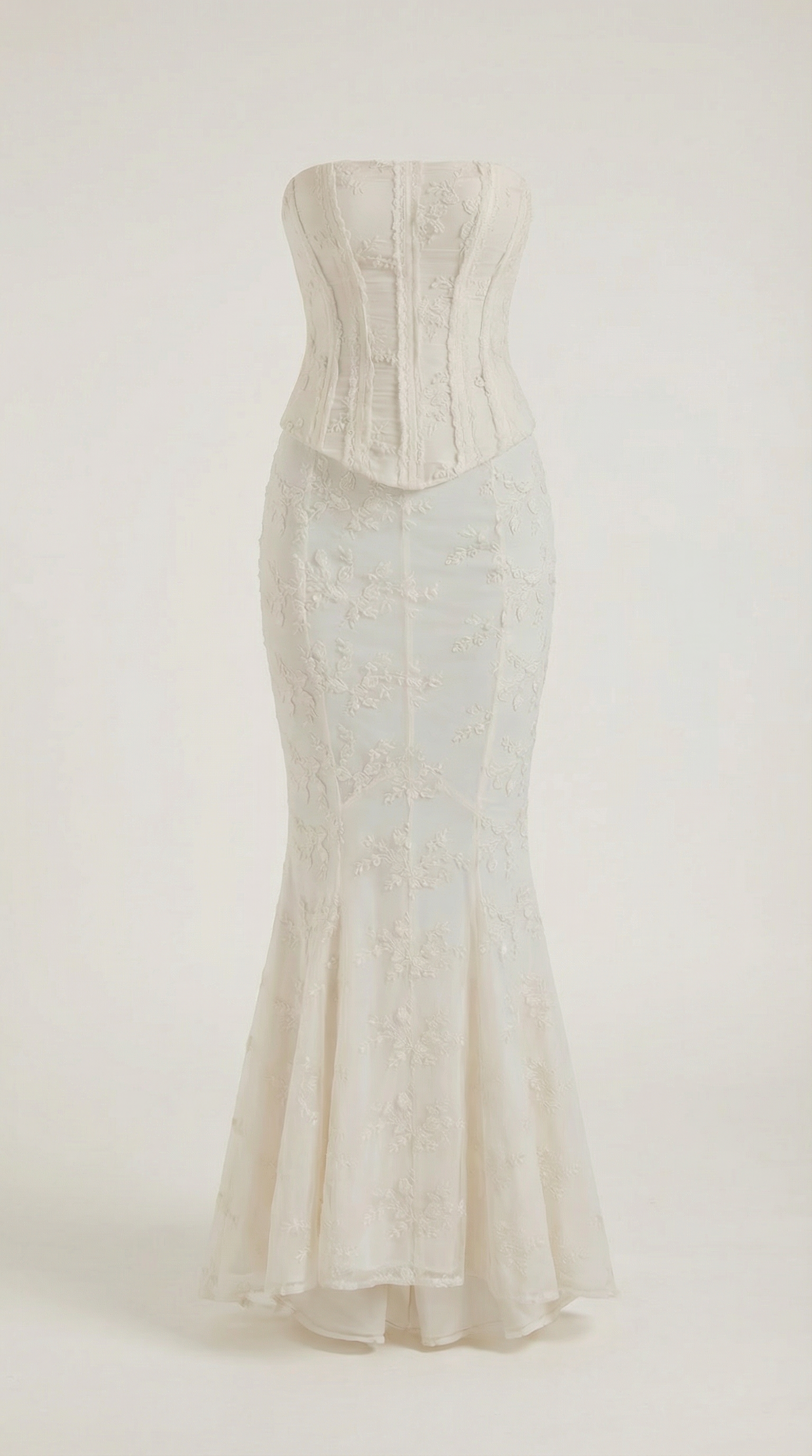 Strapless Lace Corset Maxi Dresses