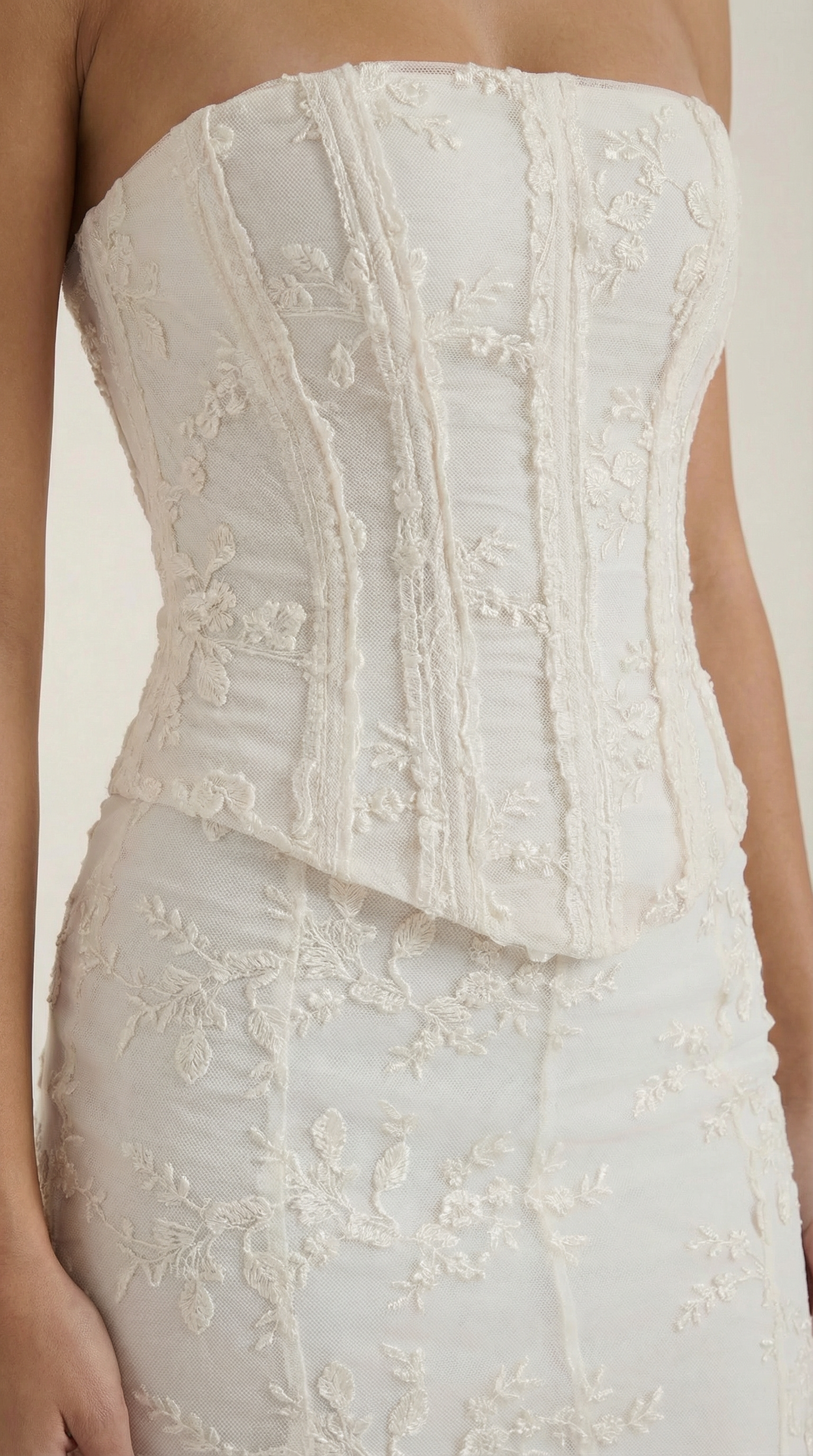 Strapless Lace Corset Maxi Dresses