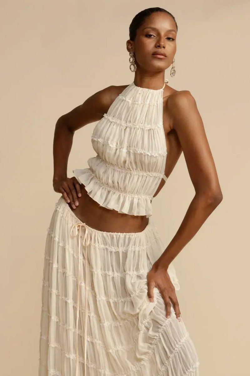 Women's halter top and midi skirt set | matching two-piece for vacation