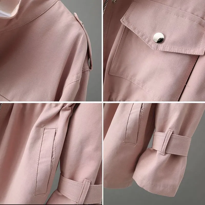 Women's Trenchcoat Belted Notch Collar Classic Structured Workwear