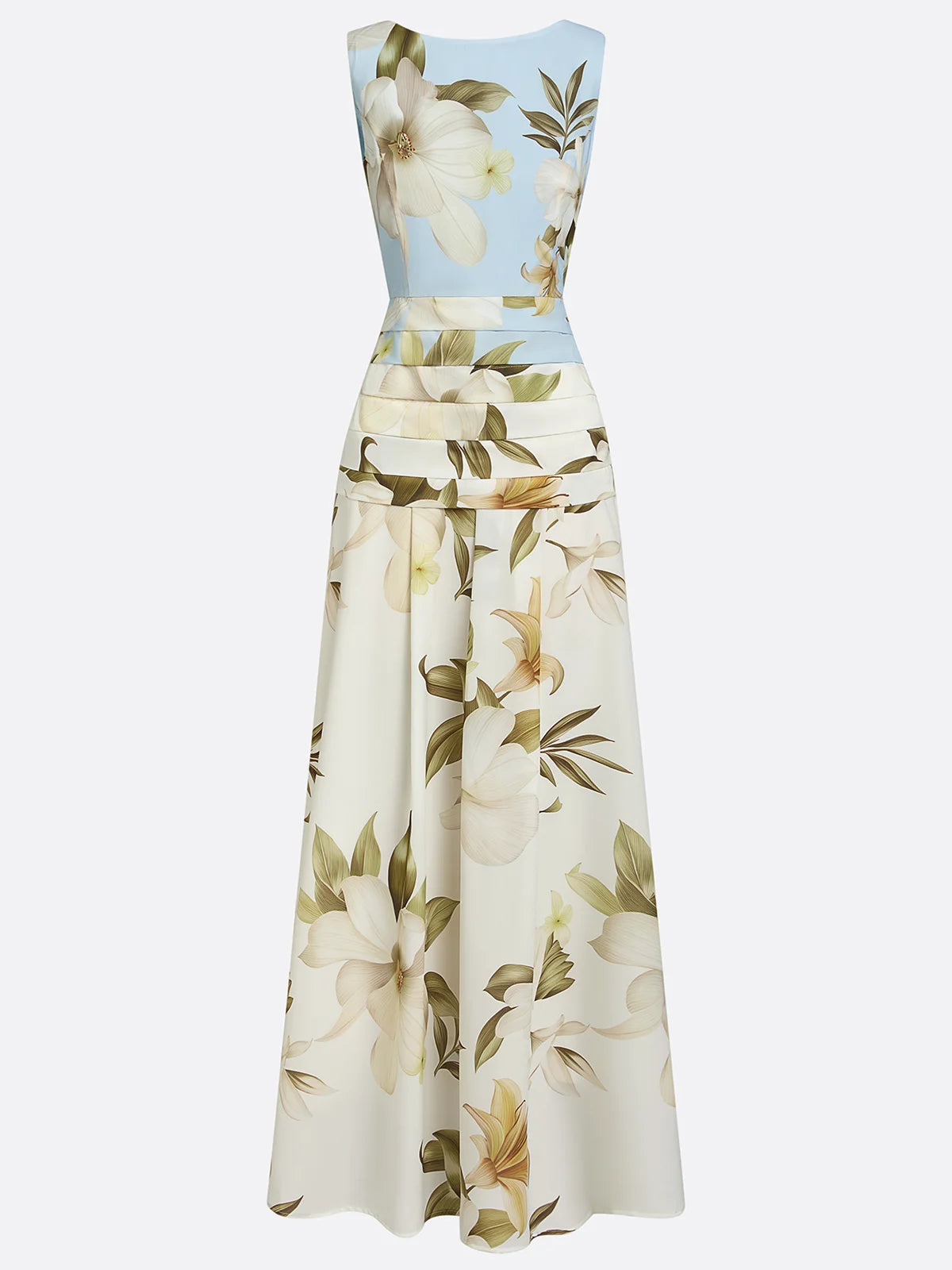 Women's Maxi Dress Floral Boat Neck Sleeveless Wedding