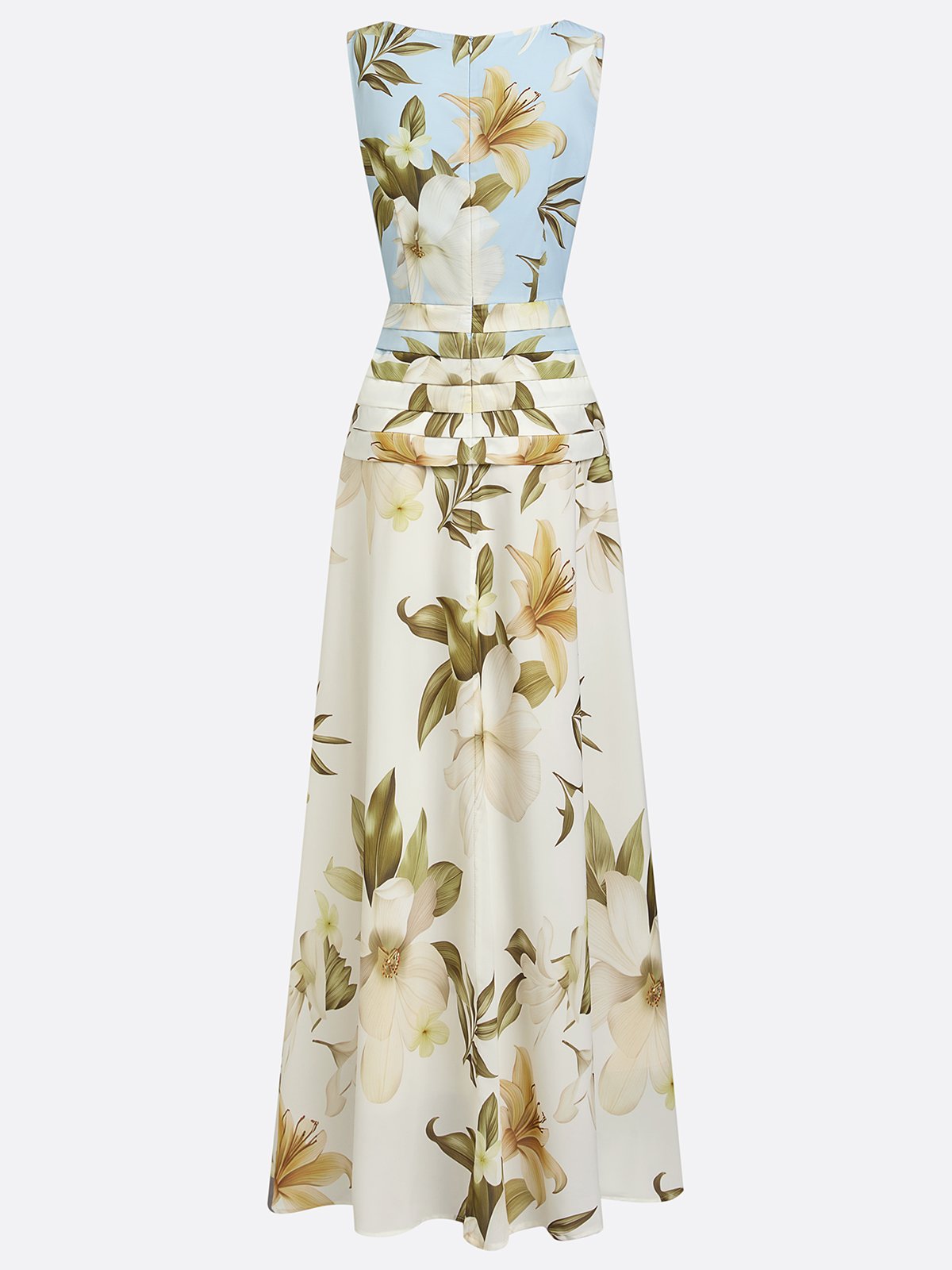 Women's Maxi Dress Floral Boat Neck Sleeveless Wedding