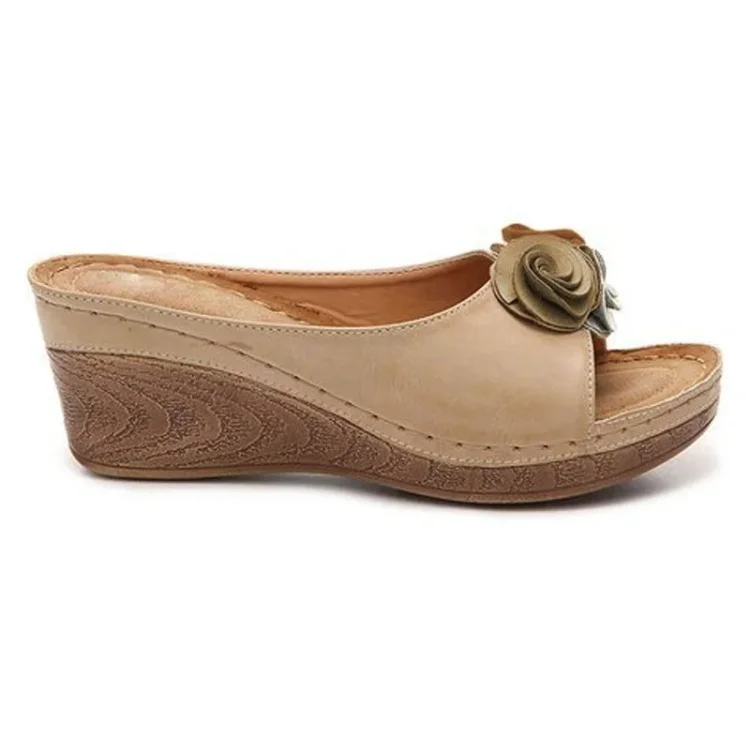 Women's Wedge Sandals Open Toe Cushioned Platform Slip On Casual Walking Shoes
