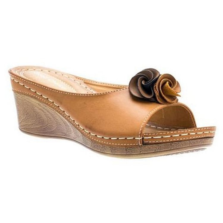 Women's Wedge Sandals Open Toe Cushioned Platform Slip On Casual Walking Shoes