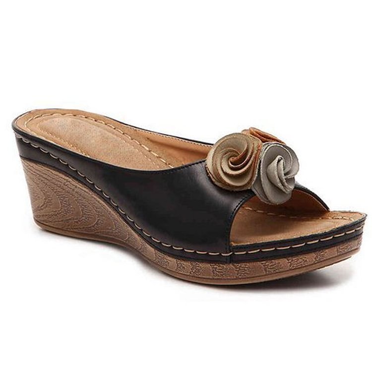 Women's Wedge Sandals Open Toe Cushioned Platform Slip On Casual Walking Shoes