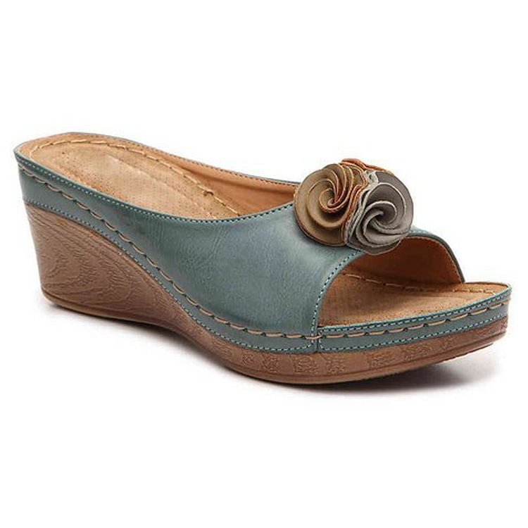 Women's Wedge Sandals Open Toe Cushioned Platform Slip On Casual Walking Shoes