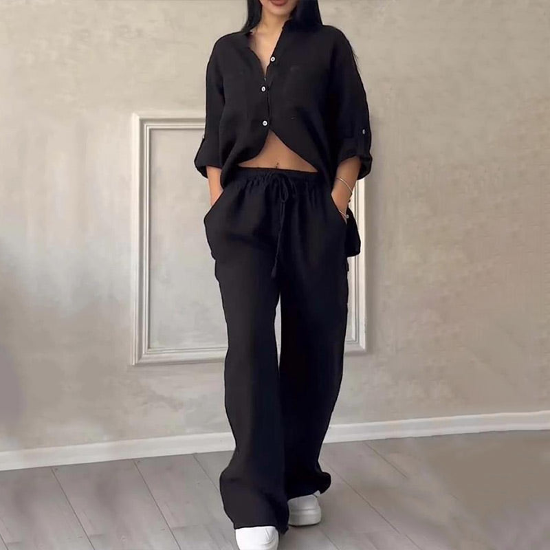 Women's Cotton And Linen Two Piece Set
