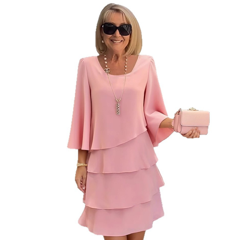 Women's tiered dress — bell sleeves midi | daytime luncheon wedding
