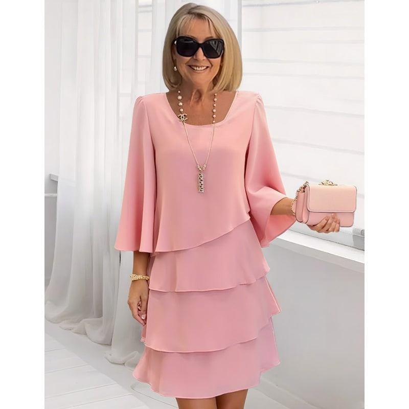 Women's tiered dress — bell sleeves midi | daytime luncheon wedding