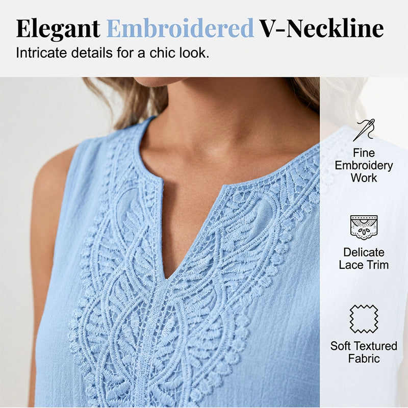 Women's Linen Dress With Embroidery