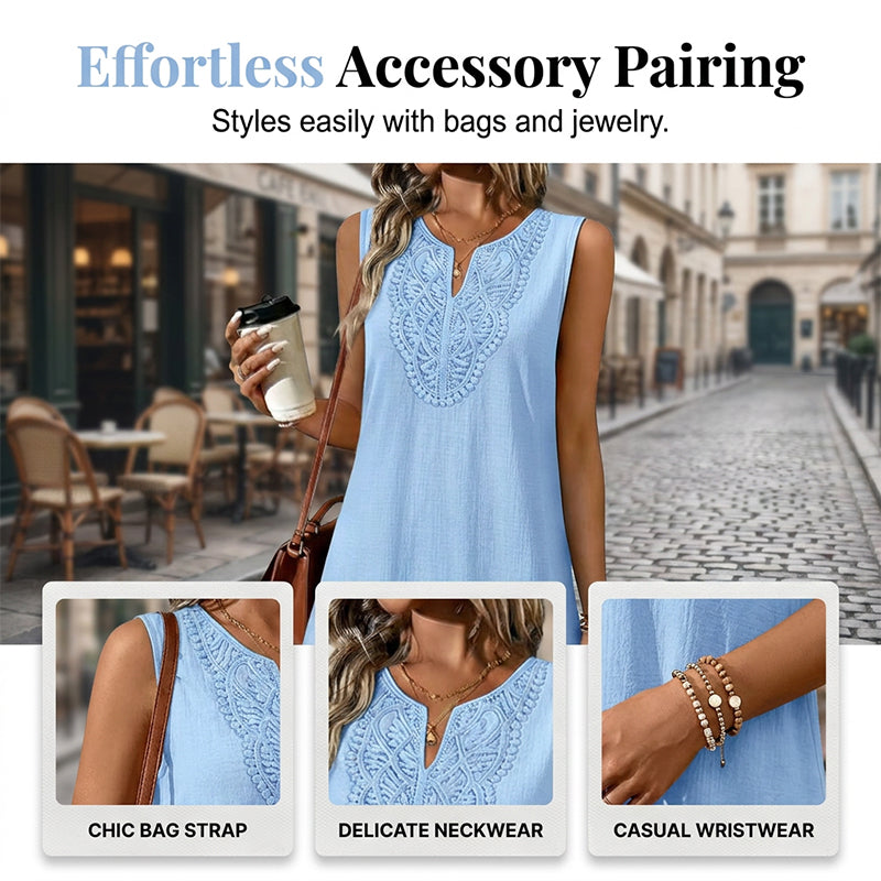 Women's Linen Dress With Embroidery