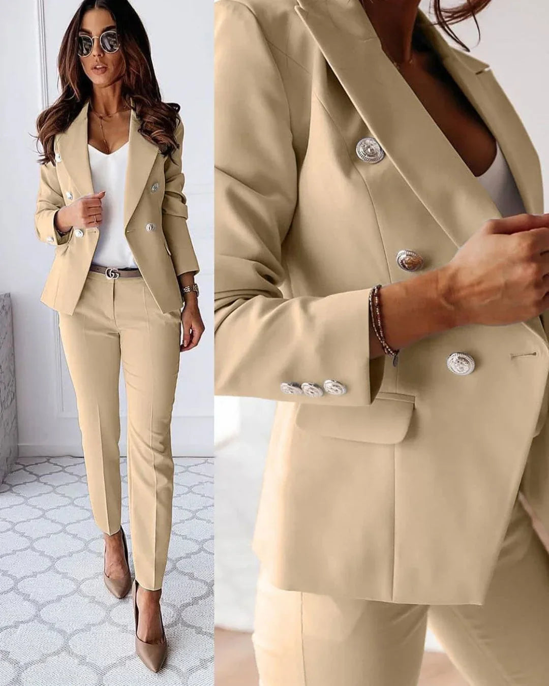 Women's double-breasted suit | Tailored blazer and trousers set