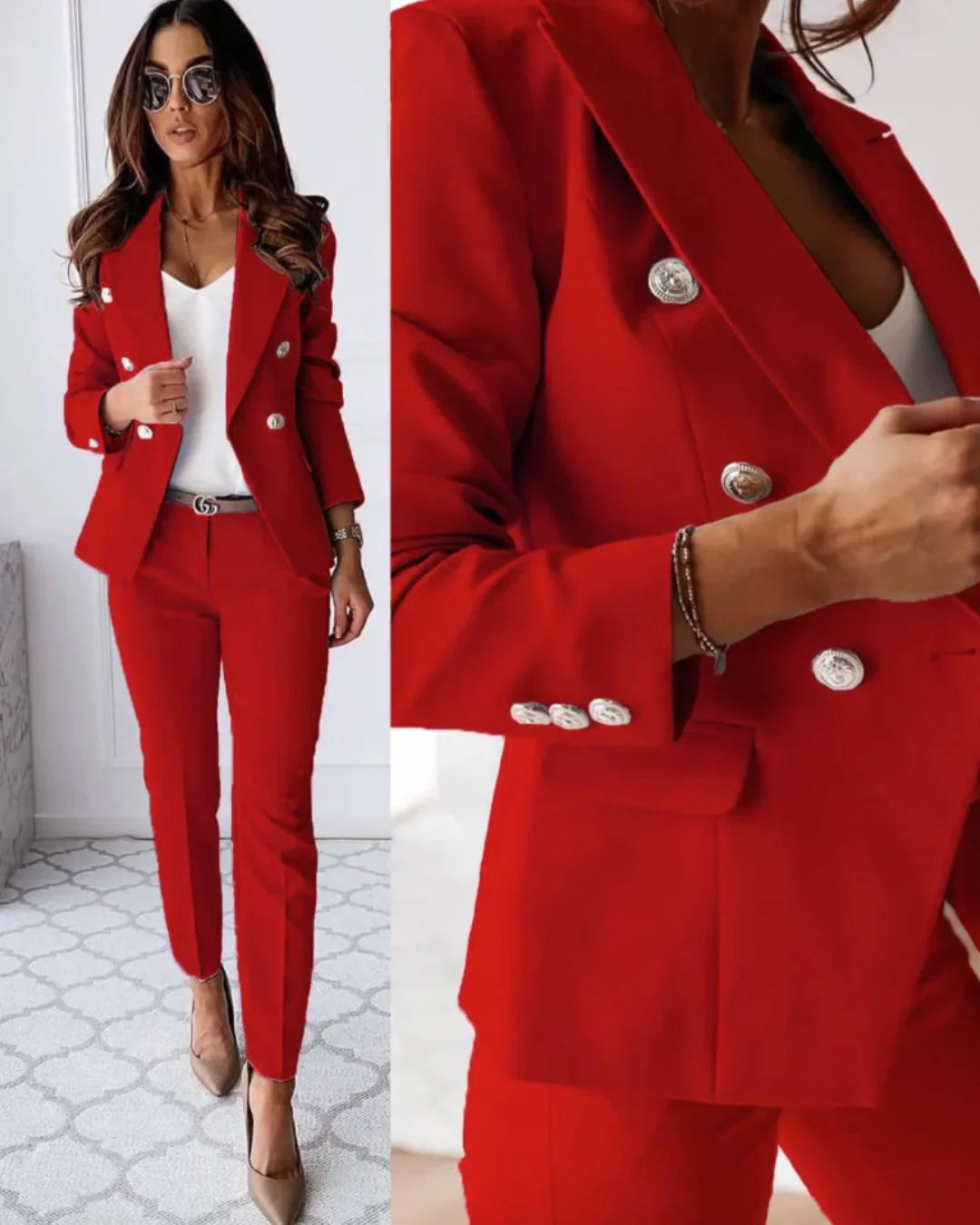 Women's double-breasted suit | Tailored blazer and trousers set