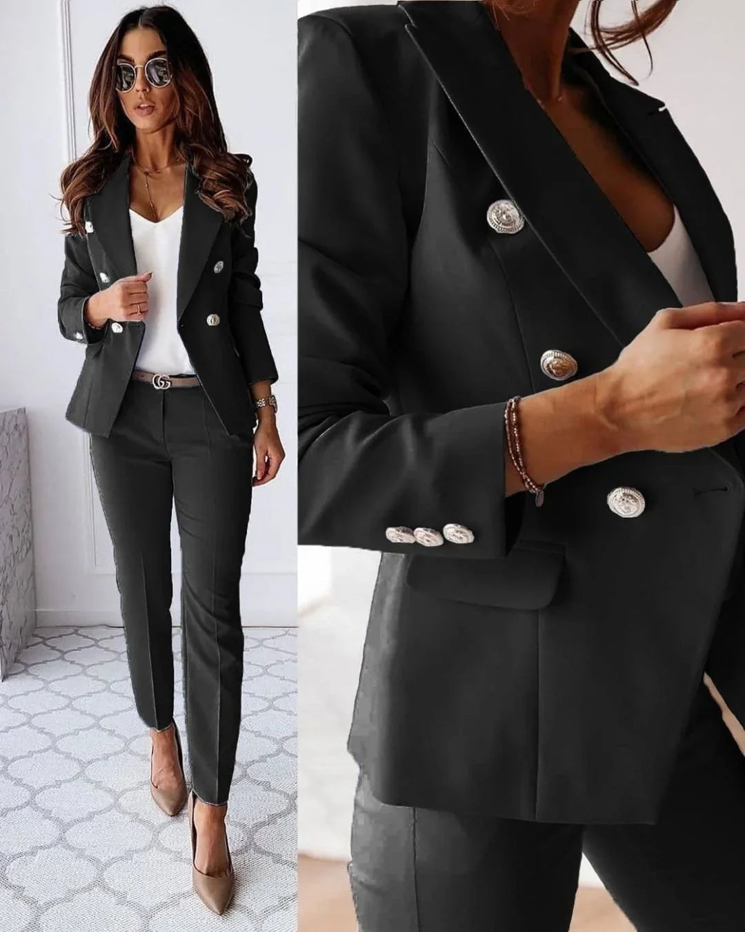 Women's double-breasted suit | Tailored blazer and trousers set