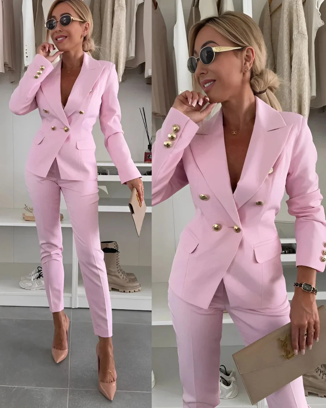 Women's double-breasted suit | Tailored blazer and trousers set