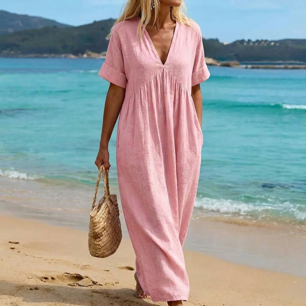 Women's loose summer dress - lightweight microfiber with pockets for travel