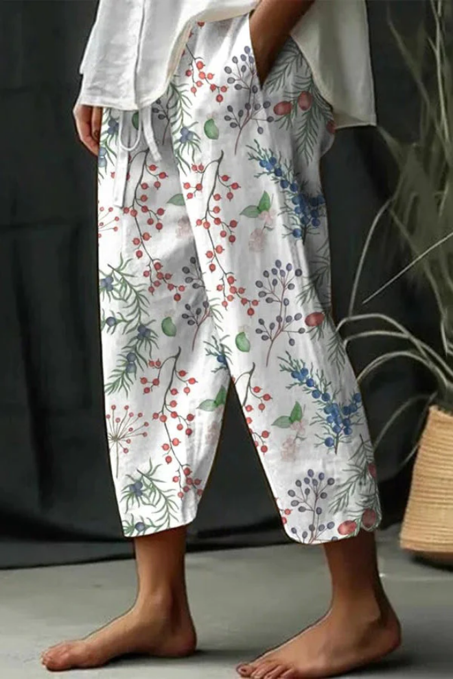 Printed Wide Leg Elastic Waist Pants
