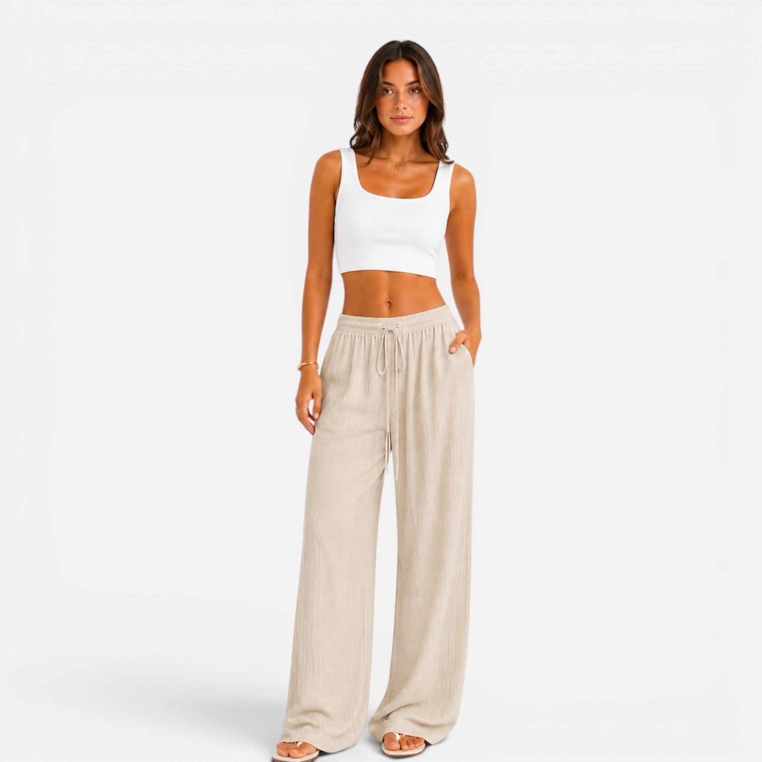 Elastic Waist Palazzo Pants