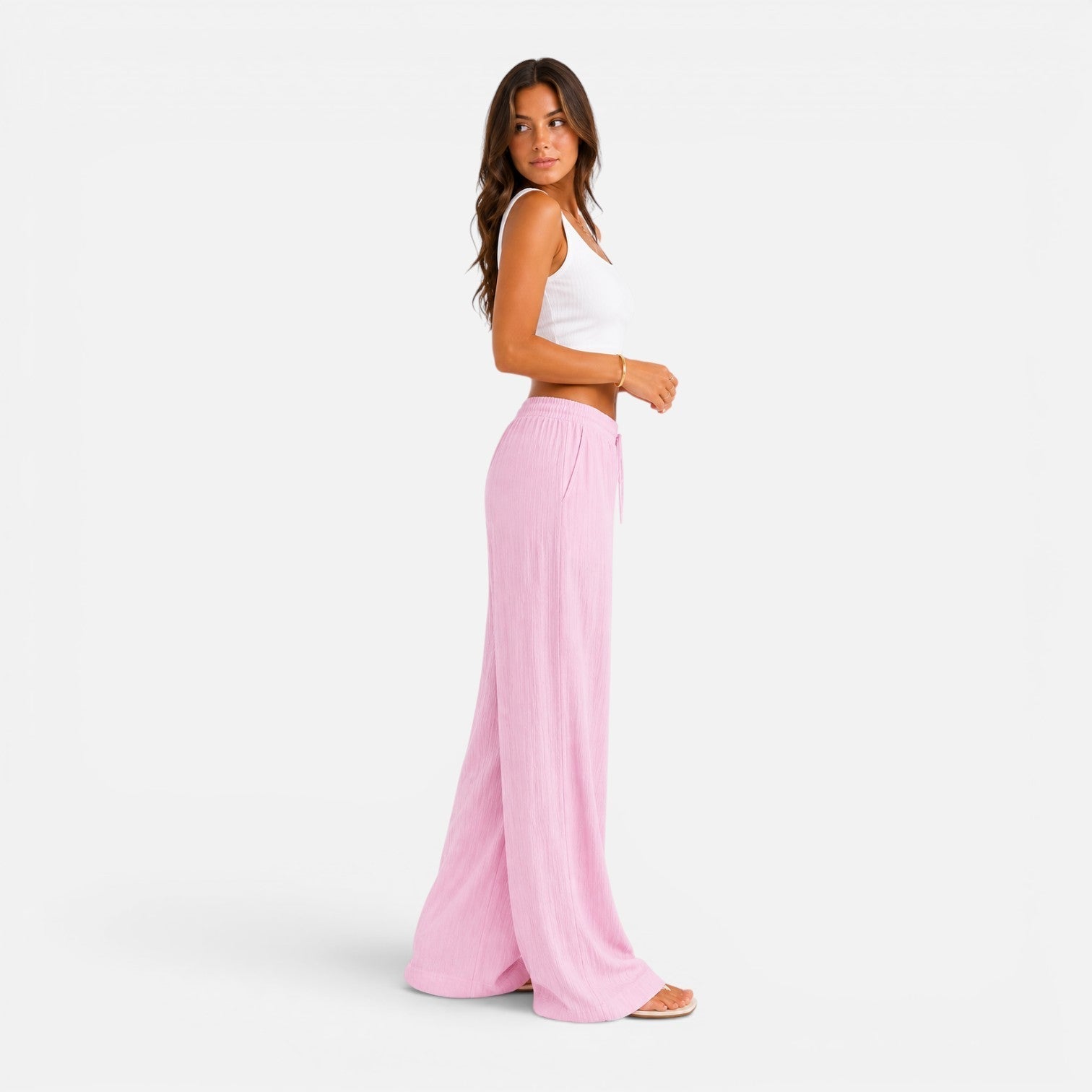 Elastic Waist Palazzo Pants