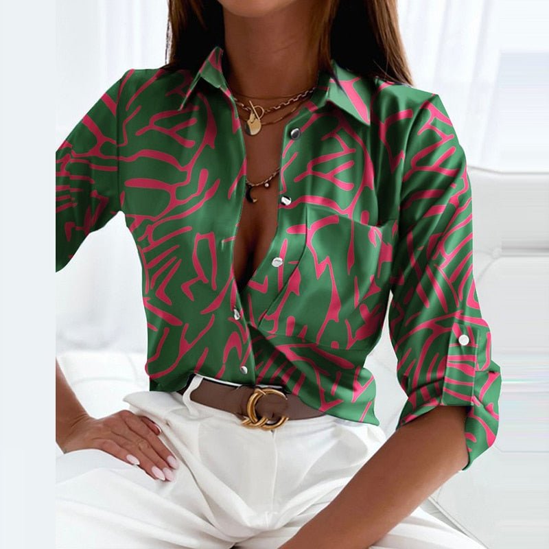 Printed Long Sleeve Button Down Shirt