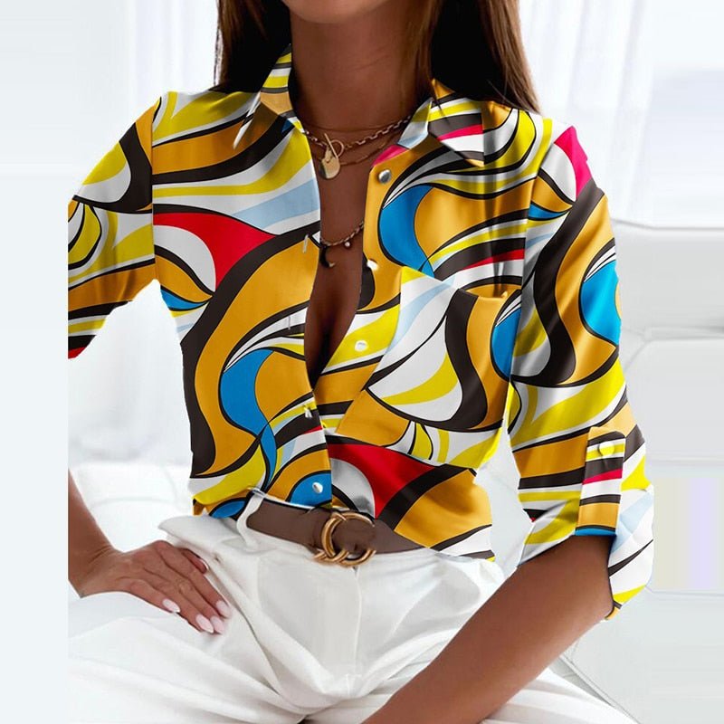 Printed Long Sleeve Button Down Shirt