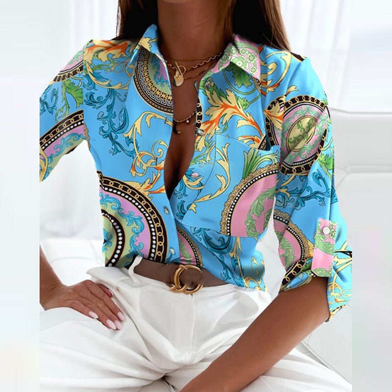 Printed Long Sleeve Button Down Shirt