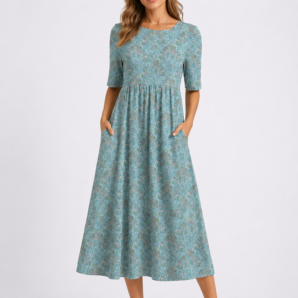 Floral Print Midi Length Dress