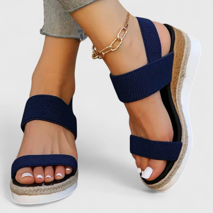 Women's Wedge Sandals Mesh Open Toe Platform Slip On Cushioned Walking Shoes