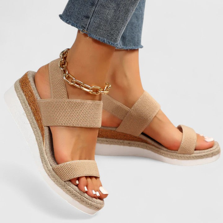 Women's Wedge Sandals Mesh Open Toe Platform Slip On Cushioned Walking Shoes