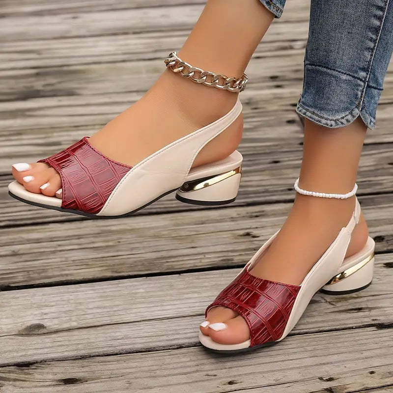 Slingback block heel sandals | Open-toe design for daily wear