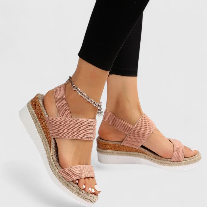 Women's Wedge Sandals Mesh Open Toe Platform Slip On Cushioned Walking Shoes