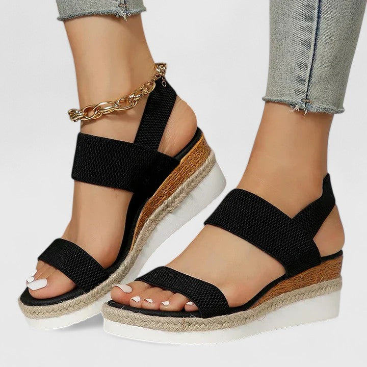 Women's Wedge Sandals Mesh Open Toe Platform Slip On Cushioned Walking Shoes