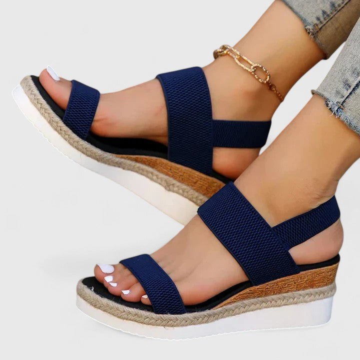 Women's Wedge Sandals Mesh Open Toe Platform Slip On Cushioned Walking Shoes