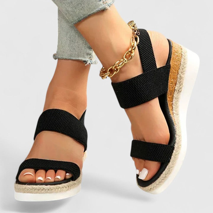 Women's Wedge Sandals Mesh Open Toe Platform Slip On Cushioned Walking Shoes