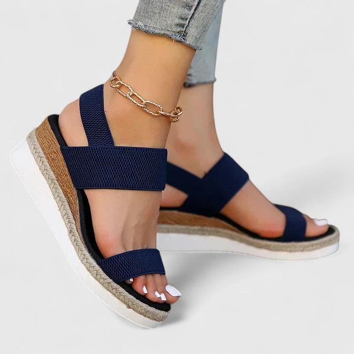 Women's Wedge Sandals Mesh Open Toe Platform Slip On Cushioned Walking Shoes