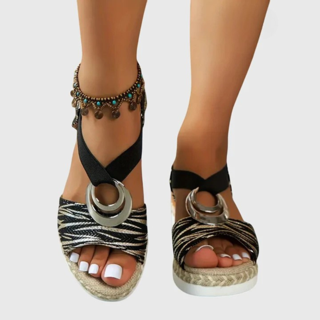 Open-toe platform sandals | Adjustable ankle strap for summer vacations