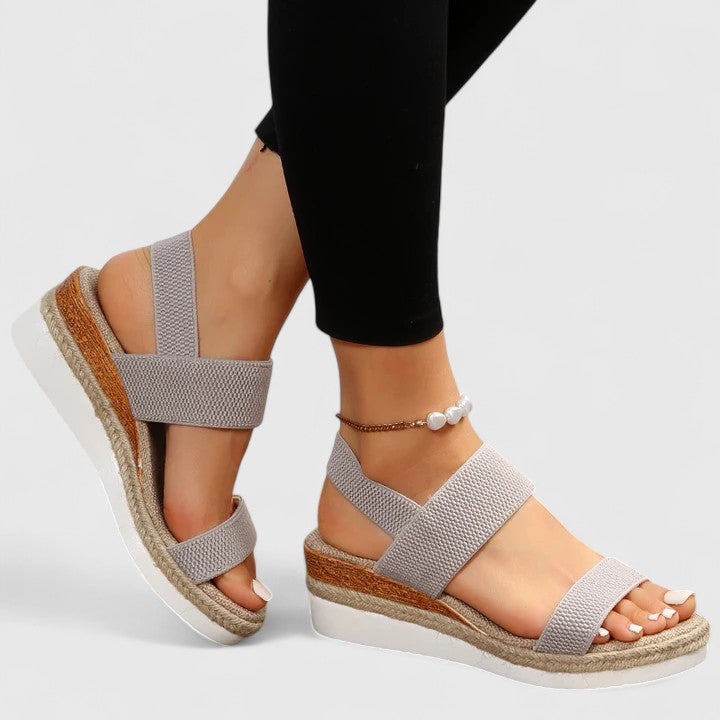 Women's Wedge Sandals Mesh Open Toe Platform Slip On Cushioned Walking Shoes