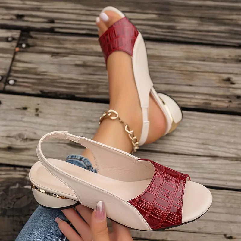 Slingback block heel sandals | Open-toe design for daily wear