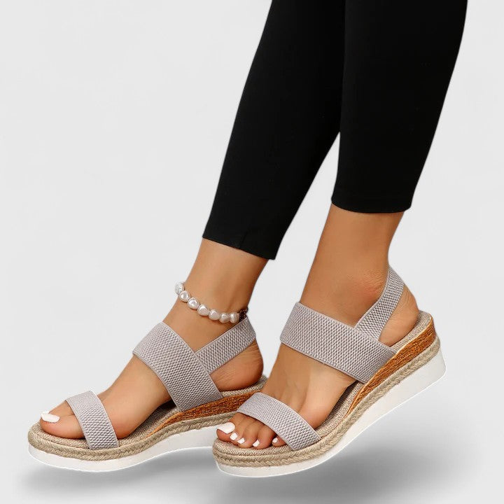 Women's Wedge Sandals Mesh Open Toe Platform Slip On Cushioned Walking Shoes