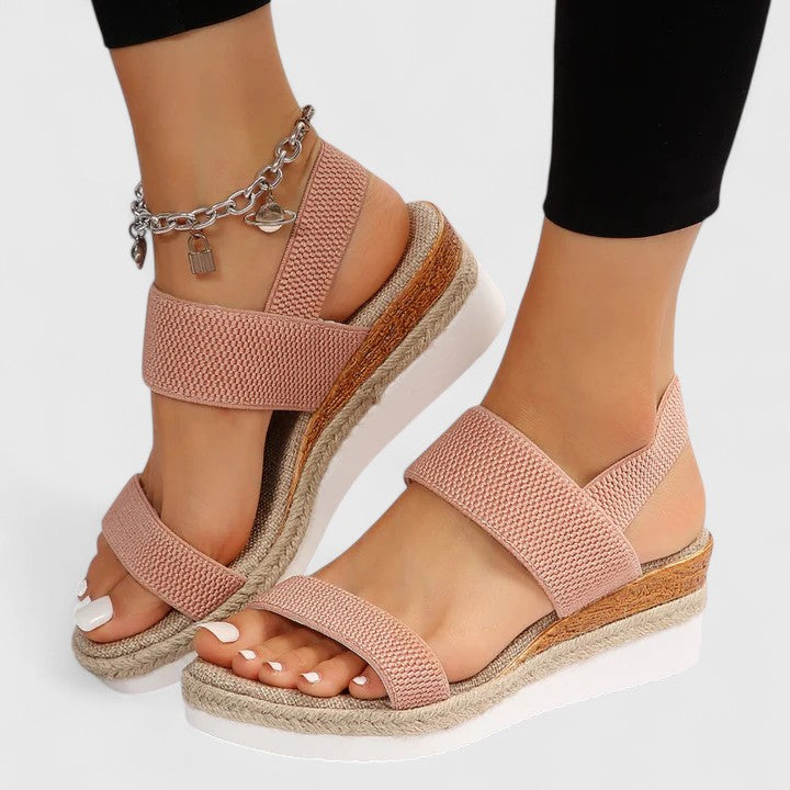 Women's Wedge Sandals Mesh Open Toe Platform Slip On Cushioned Walking Shoes