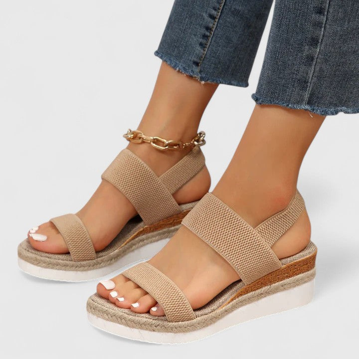 Women's Wedge Sandals Mesh Open Toe Platform Slip On Cushioned Walking Shoes