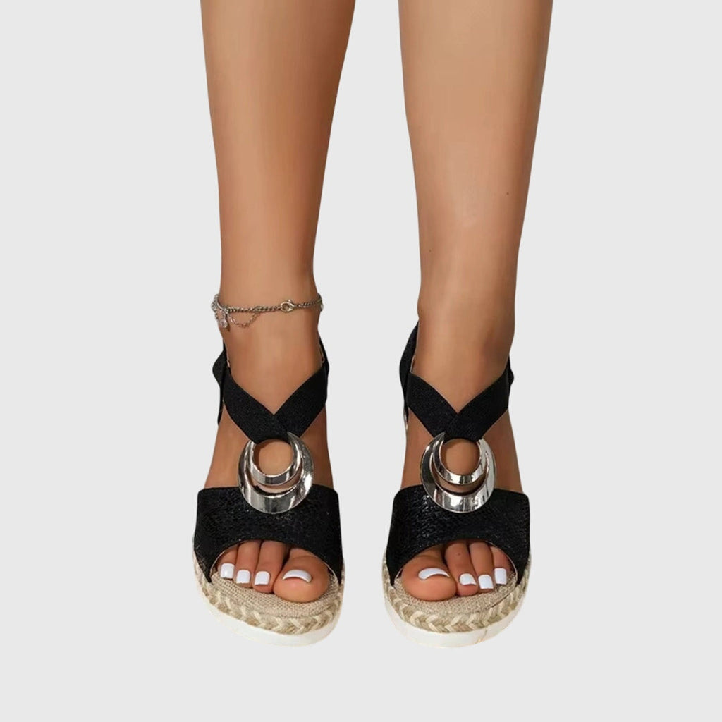 Open-toe platform sandals | Adjustable ankle strap for summer vacations