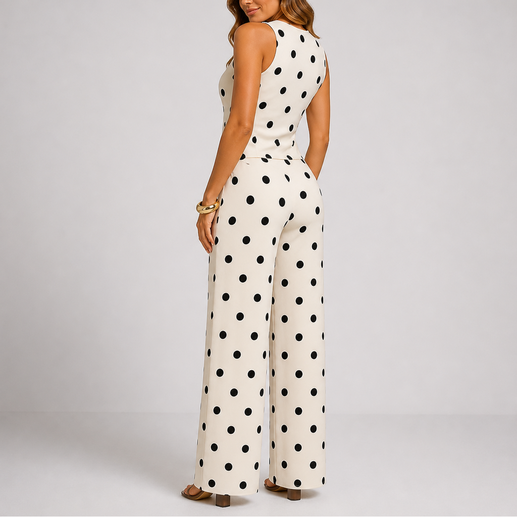 Polka Dot Sleeveless Trouser Set