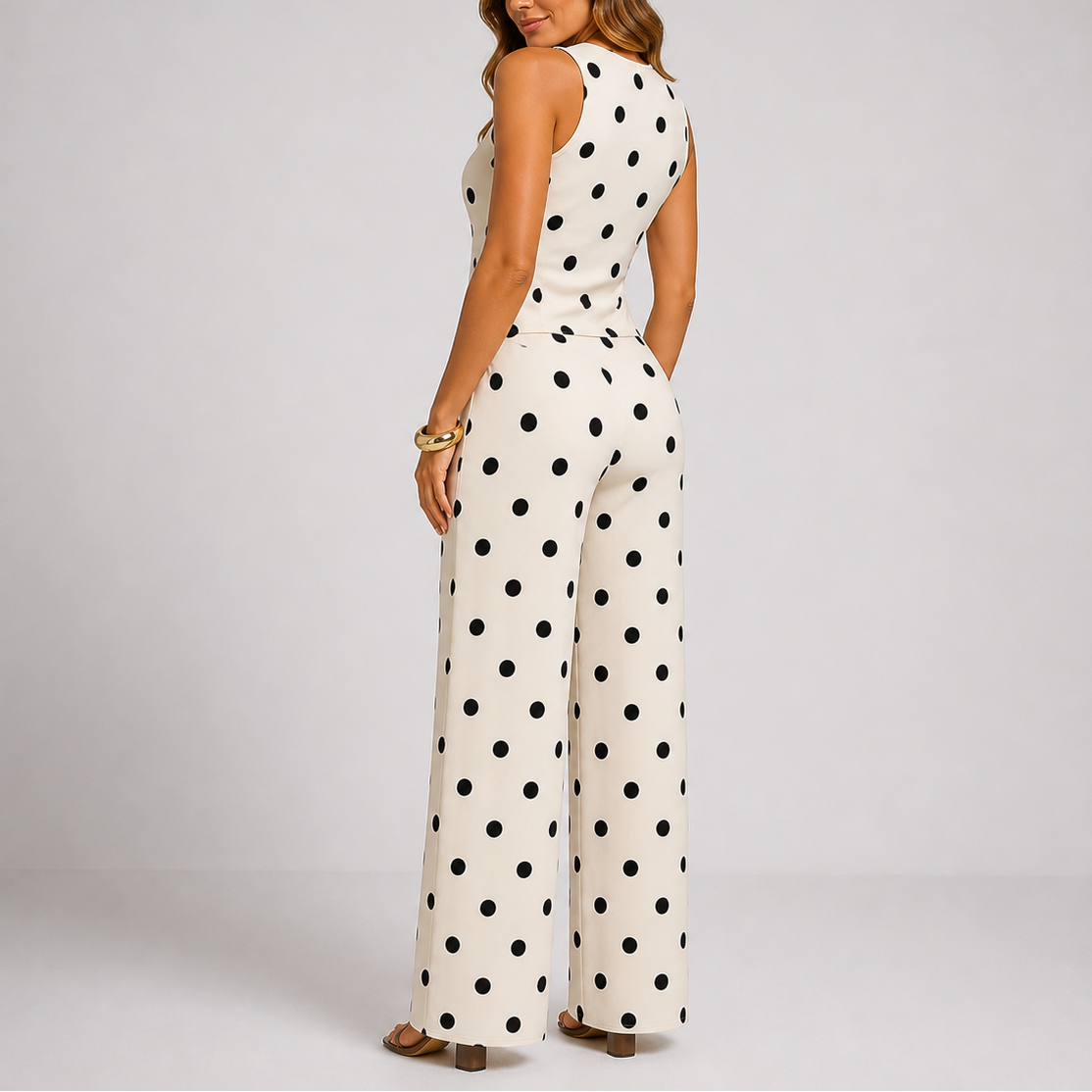 Polka Dot Sleeveless Trouser Set