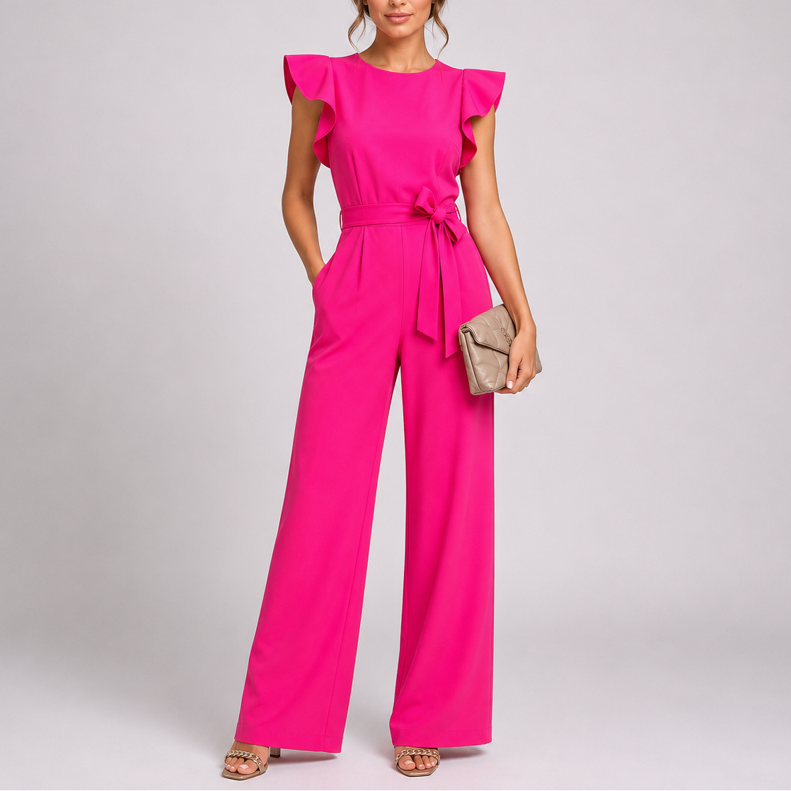 Wide-Leg Jumpsuit With Ruffle Sleeves