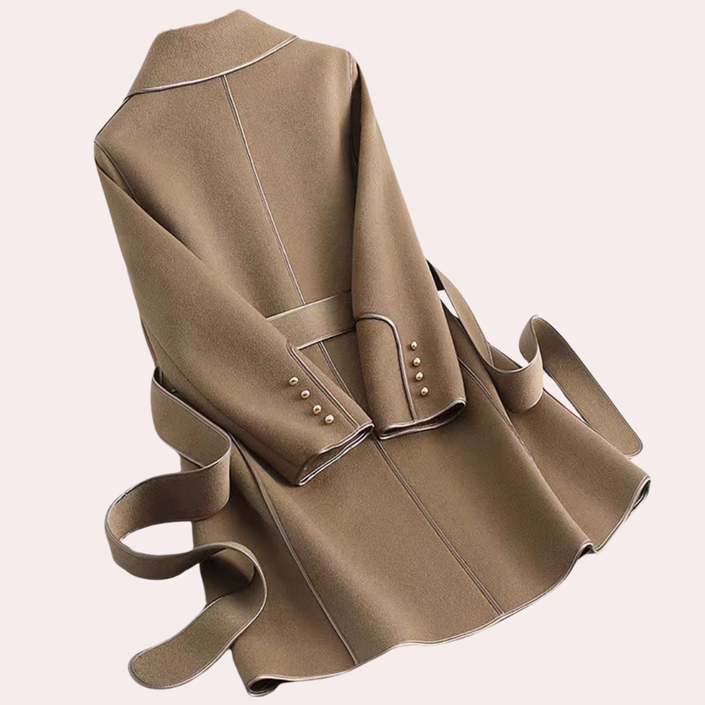 Women's Trenchcoat for Women Polyester Belted Long Jacket Winter